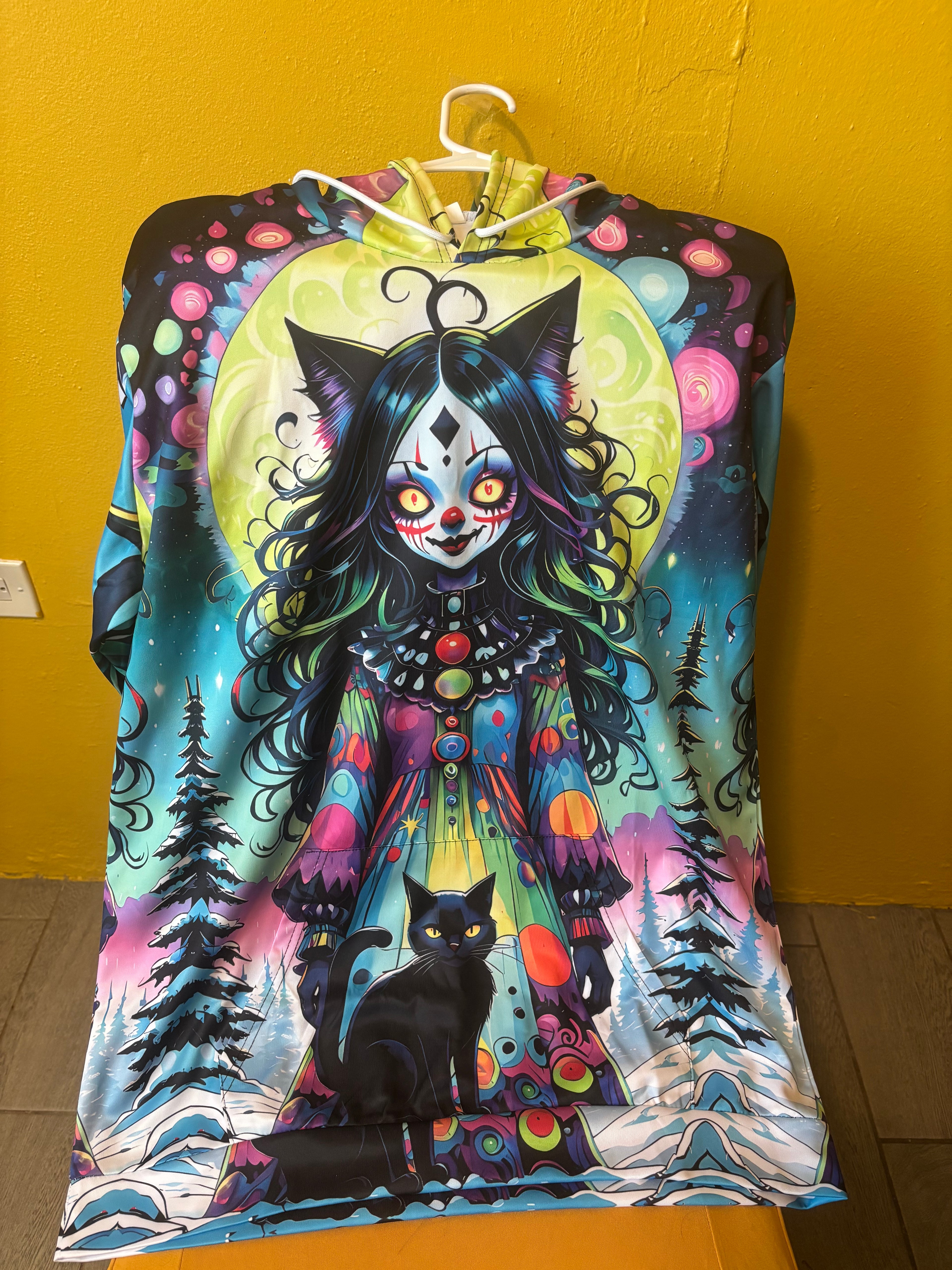 Long Sleeve Clown And Cat Pullover