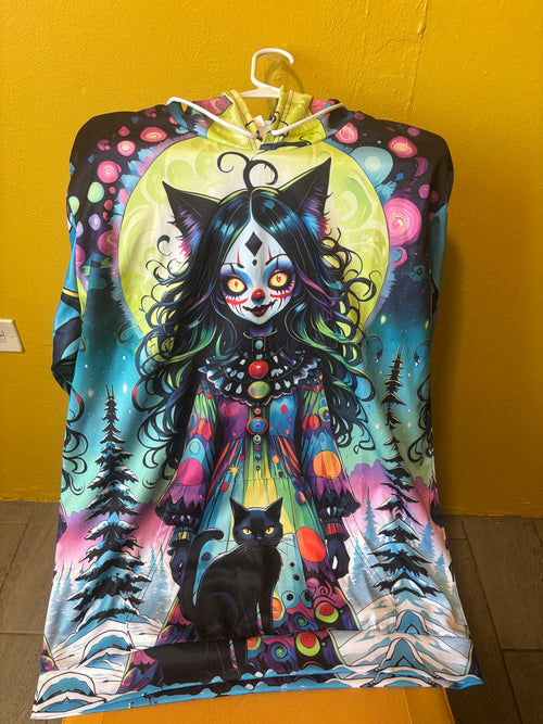 Long Sleeve Clown And Cat Pullover