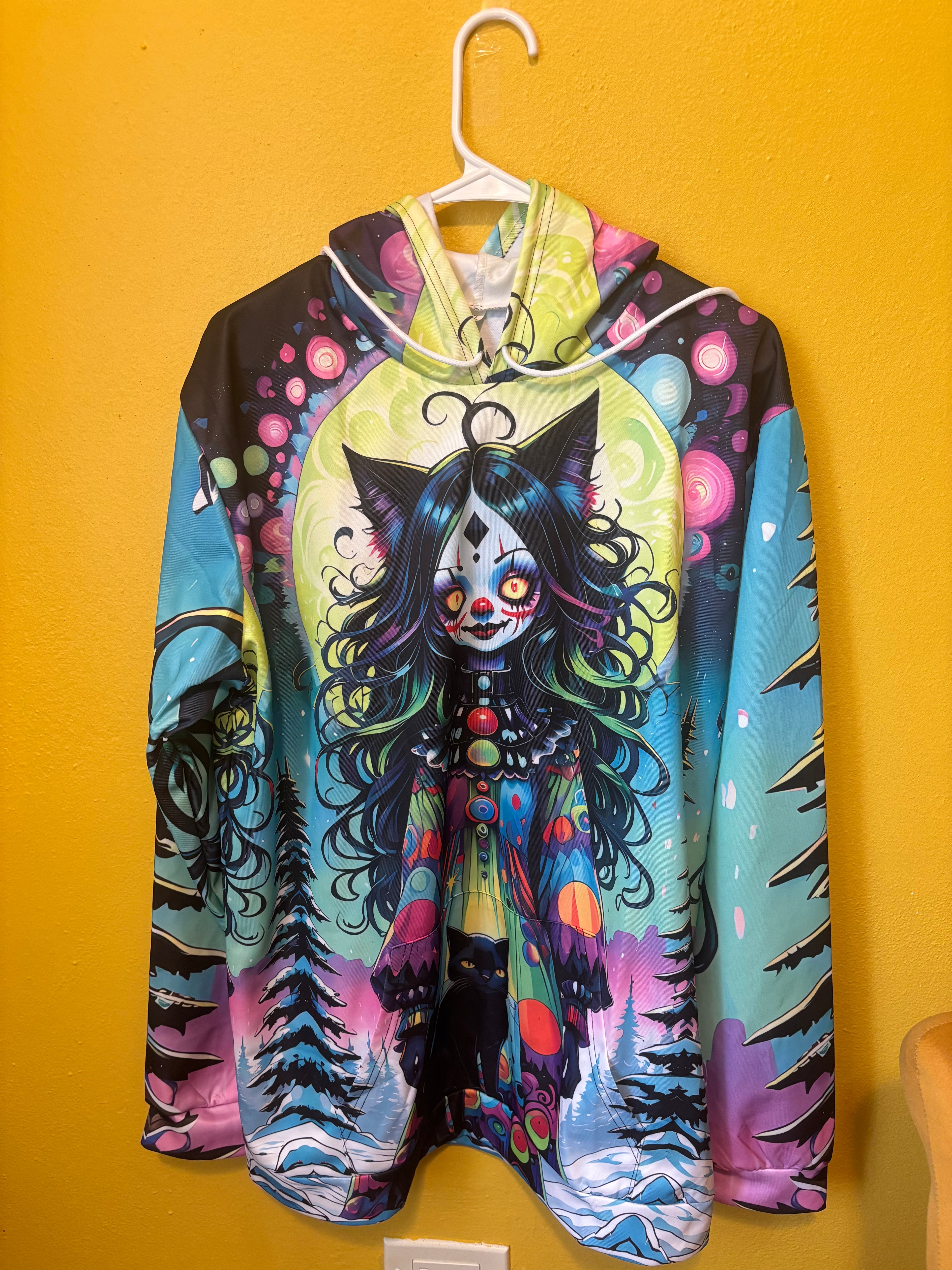 Long Sleeve Clown And Cat Pullover